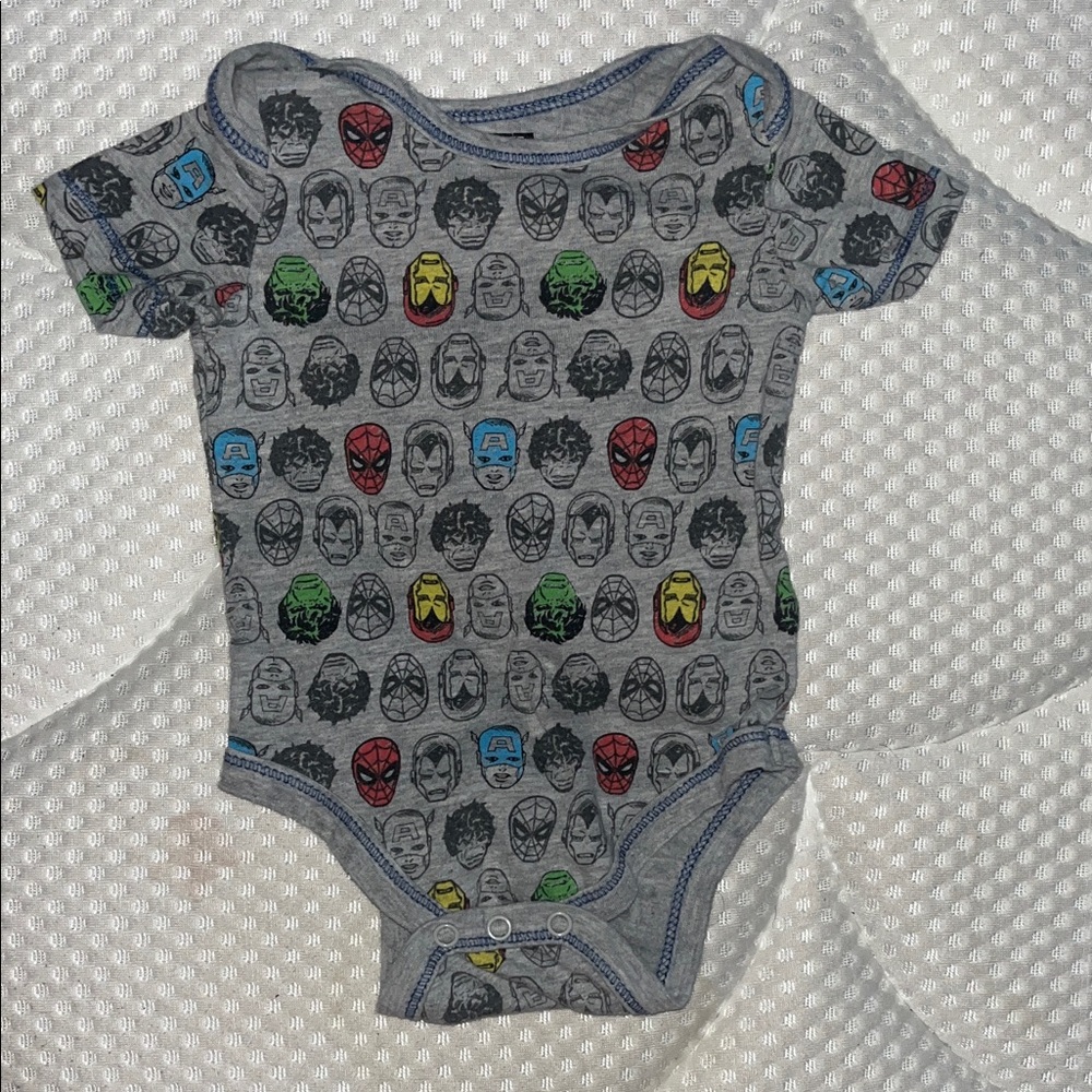 Marvel Gray Superhero Faces Kids Bodysuit